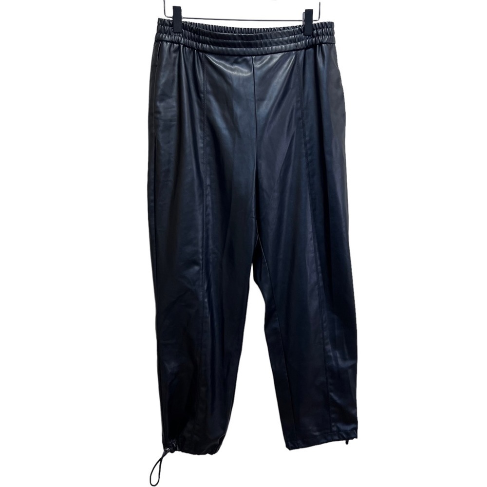 Zara Black Faux Leather Joggers Size Medium